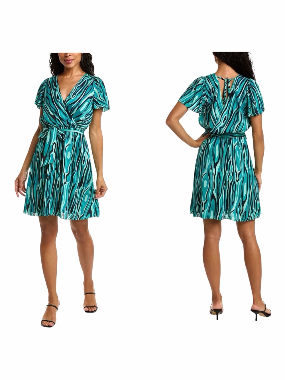 Trina Turk Planetary 2 Dress L Blue Green Abstract Print NWT$328 Euphoria Inspo